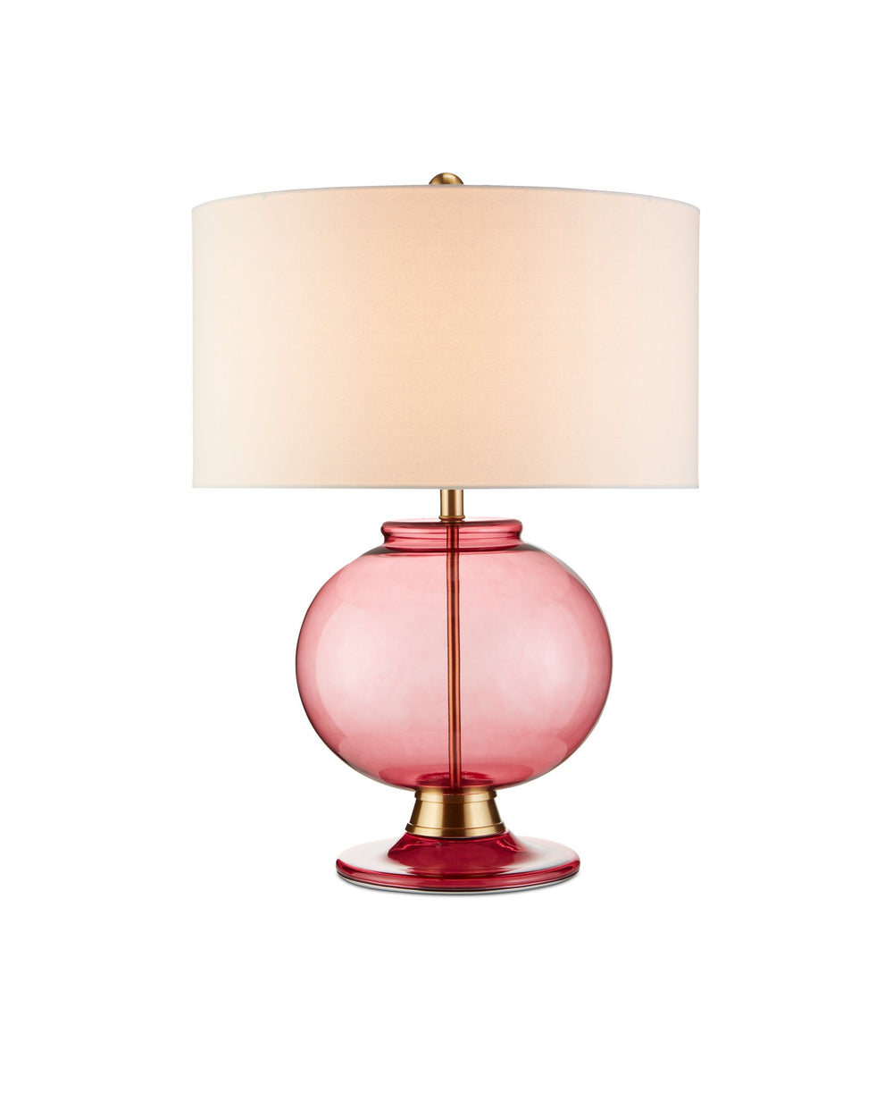 Currey & Company Jocasta Hand-Blown Red Glass Table Lamp with Brass Accent for Contemporary Rooms 6000-0717