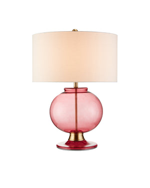Currey & Company Jocasta Hand-Blown Red Glass Table Lamp with Brass Accent for Contemporary Rooms 6000-0717