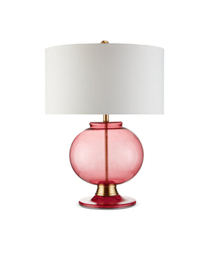 Currey & Company Jocasta Hand-Blown Red Glass Table Lamp with Brass Accent for Contemporary Rooms 6000-0717