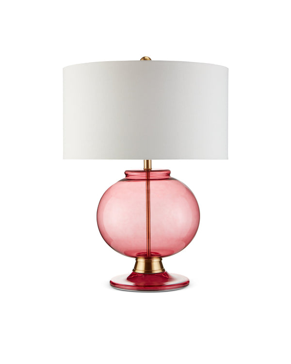 Currey & Company Jocasta Hand-Blown Red Glass Table Lamp with Brass Accent for Contemporary Rooms 6000-0717