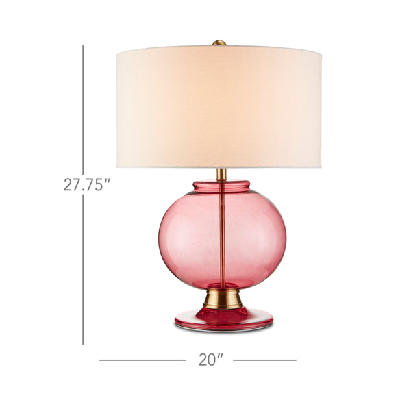 Currey & Company Jocasta Hand-Blown Red Glass Table Lamp with Brass Accent for Contemporary Rooms 6000-0717