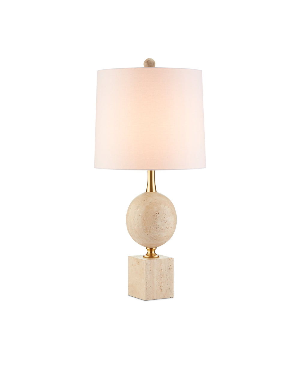 Currey & Company Adorno Stacked Marble Table Lamp with Antique Brass Accents for Transitional Interiors 6000-0718