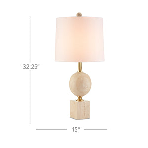 Currey & Company Adorno Stacked Marble Table Lamp with Antique Brass Accents for Transitional Interiors 6000-0718