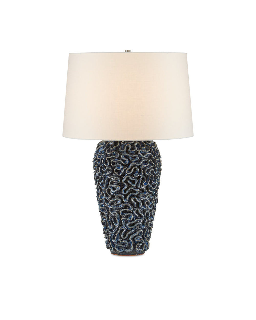 Currey & Company Milos Handcrafted Terracotta Table Lamp with Reactive Blue Glaze and Artisan Coral Texture 6000-0745