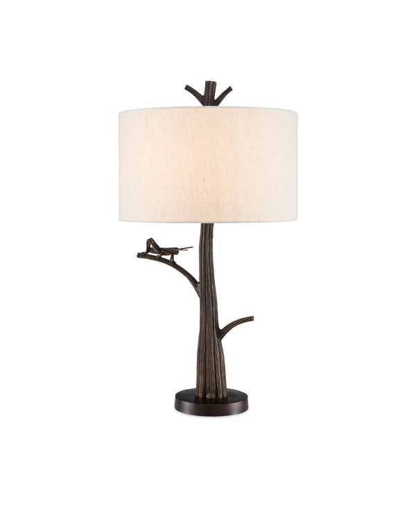 Currey & Company Grasshopper Bronze Cast Aluminum Sculptural Table Lamp for Sunroom or Reading Nook 6000-0774
