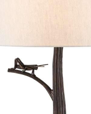 Currey & Company Grasshopper Bronze Cast Aluminum Sculptural Table Lamp for Sunroom or Reading Nook 6000-0774