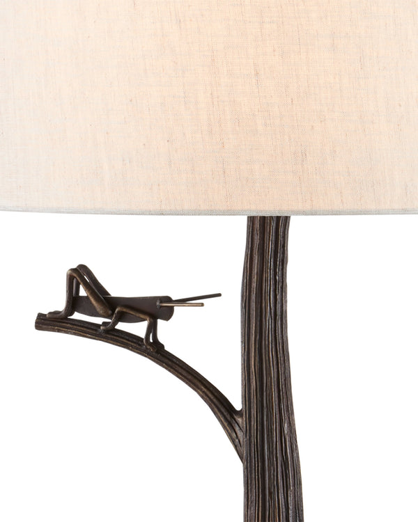 Currey & Company Grasshopper Bronze Cast Aluminum Sculptural Table Lamp for Sunroom or Reading Nook 6000-0774