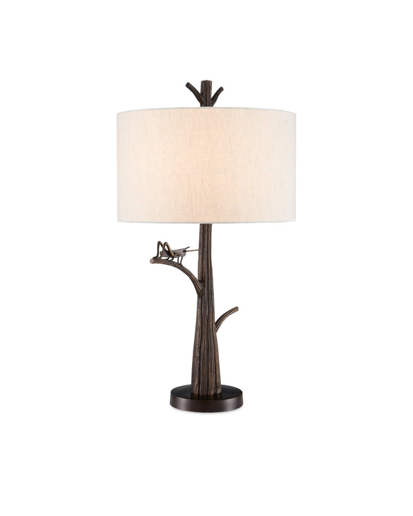 Currey & Company Grasshopper Bronze Cast Aluminum Sculptural Table Lamp for Sunroom or Reading Nook 6000-0774