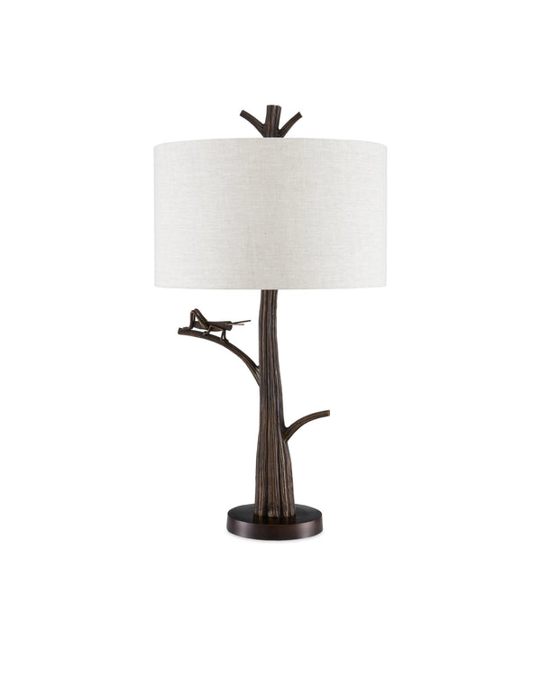 Currey & Company Grasshopper Bronze Cast Aluminum Sculptural Table Lamp for Sunroom or Reading Nook 6000-0774