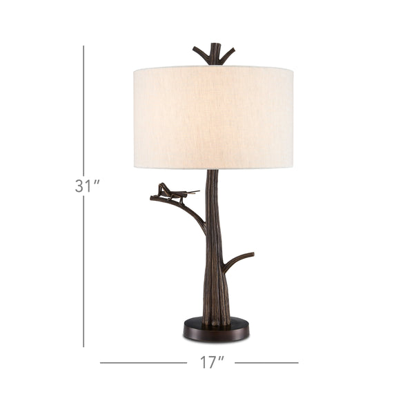Currey & Company Grasshopper Bronze Cast Aluminum Sculptural Table Lamp for Sunroom or Reading Nook 6000-0774