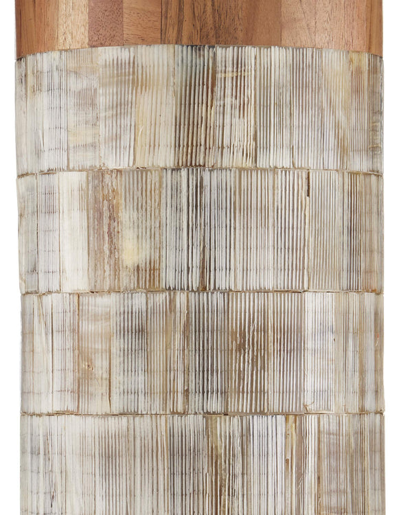 Currey & Company Hyson Horn and Bone Table Lamp with Linen Drum Shade Brass Artisan Warmth 6000-0823