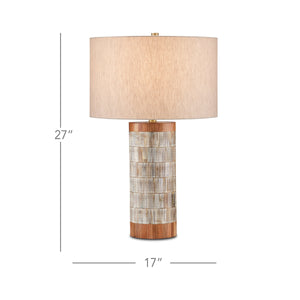 Currey & Company Hyson Horn and Bone Table Lamp with Linen Drum Shade Brass Artisan Warmth 6000-0823