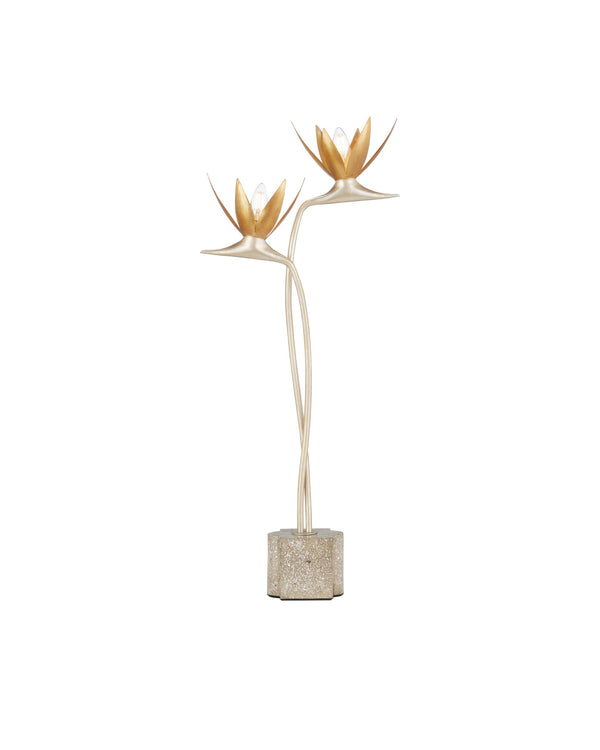 Currey & Company Paradiso Bird of Paradise Sculptural Table Lamp with Gold Leaf Blossoms 6000-0855