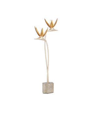 Currey & Company Paradiso Bird of Paradise Sculptural Table Lamp with Gold Leaf Blossoms 6000-0855