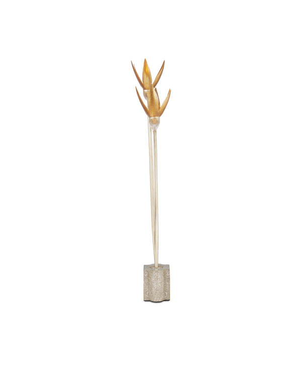 Currey & Company Paradiso Bird of Paradise Sculptural Table Lamp with Gold Leaf Blossoms 6000-0855