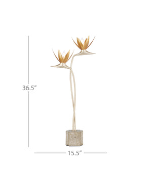 Currey & Company Paradiso Bird of Paradise Sculptural Table Lamp with Gold Leaf Blossoms 6000-0855