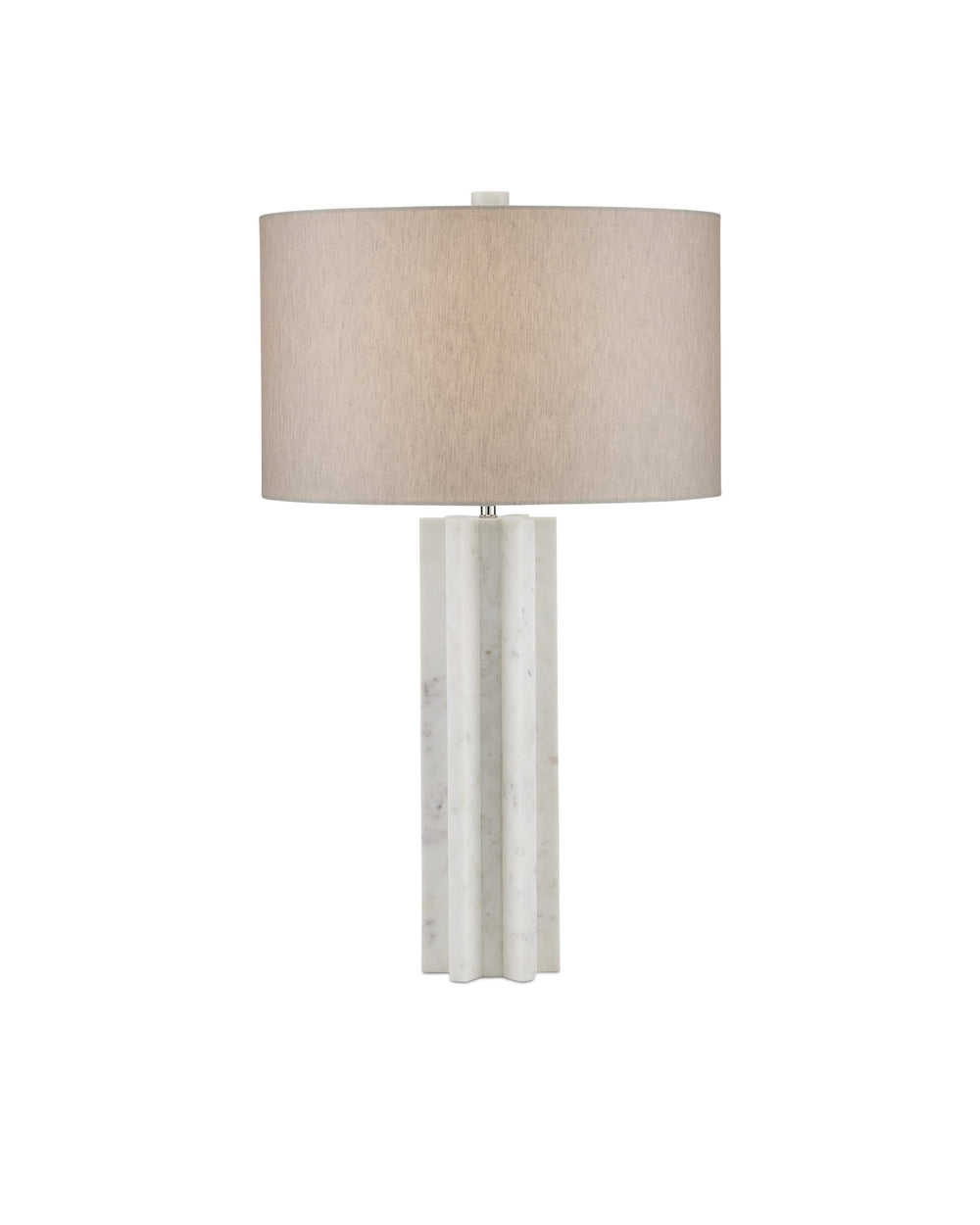 Currey & Company Mercurius Hand-Carved Marble Table Lamp with Linen Shade for Modern Interiors 6000-0893