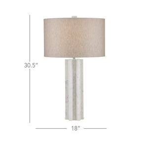Currey & Company Mercurius Hand-Carved Marble Table Lamp with Linen Shade for Modern Interiors 6000-0893