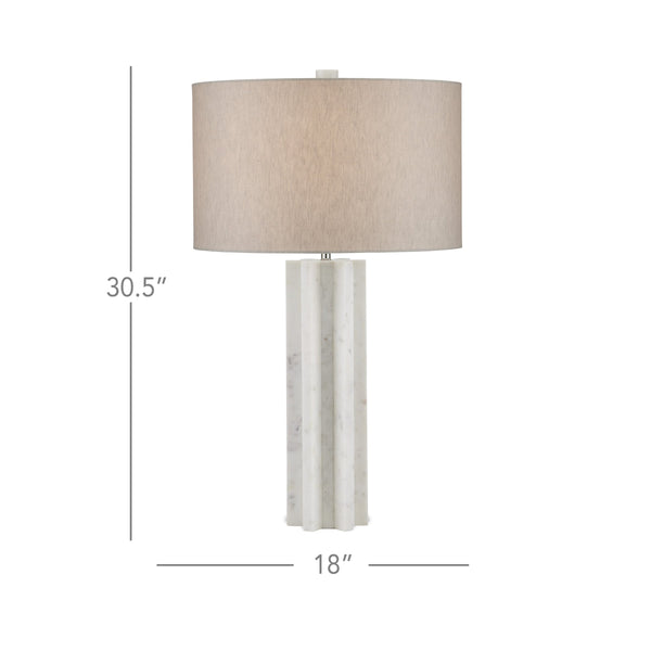 Currey & Company Mercurius Hand-Carved Marble Table Lamp with Linen Shade for Modern Interiors 6000-0893