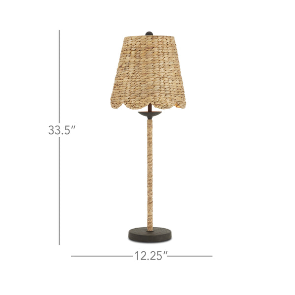 Currey & Company Annabelle Handwoven Water Hyacinth Table Lamp Artisan Crafted Organic Texture Accent 6000-0902