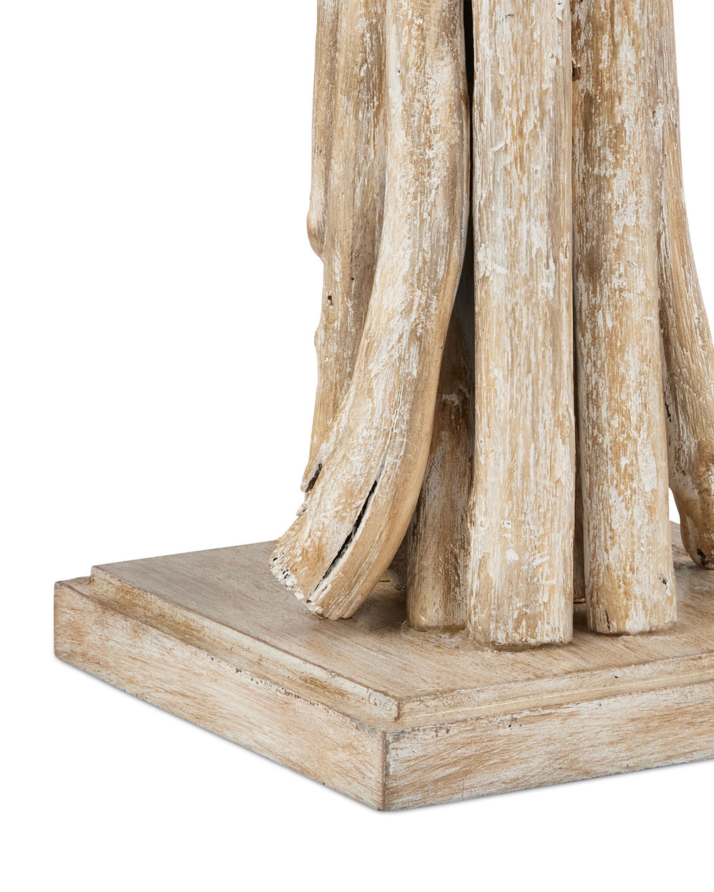 Currey & Company Driftwood Whitewash Sculptural Table Lamp with Linen Shade for Coastal Rustic Decor 6000-0919