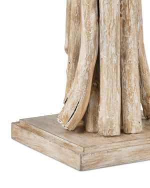 Currey & Company Driftwood Whitewash Sculptural Table Lamp with Linen Shade for Coastal Rustic Decor 6000-0919