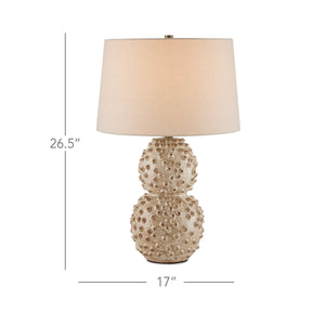 Currey & Company Barnacle Ivory Hand Thrown Ceramic Table Lamp Artisan Coastal Bohemian Accent 6000-0921