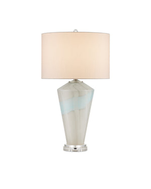 Currey & Company Floating Cloud Mouth-Blown Glass Table Lamp with Optic Crystal Base Polished Nickel 6000-0934
