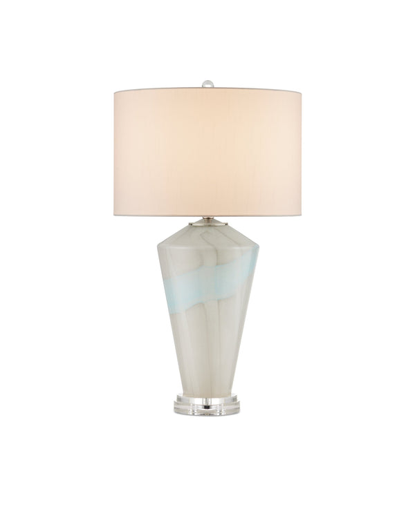 Currey & Company Floating Cloud Mouth-Blown Glass Table Lamp with Optic Crystal Base Polished Nickel 6000-0934