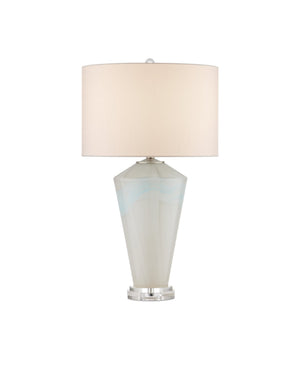 Currey & Company Floating Cloud Mouth-Blown Glass Table Lamp with Optic Crystal Base Polished Nickel 6000-0934
