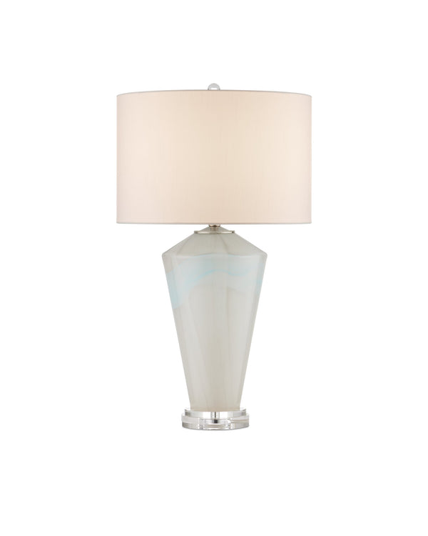 Currey & Company Floating Cloud Mouth-Blown Glass Table Lamp with Optic Crystal Base Polished Nickel 6000-0934