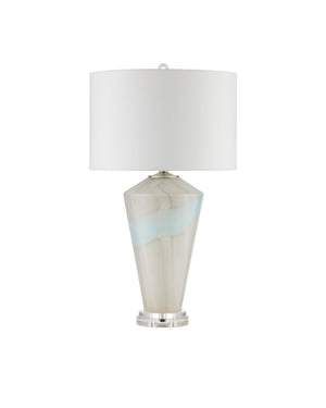 Currey & Company Floating Cloud Mouth-Blown Glass Table Lamp with Optic Crystal Base Polished Nickel 6000-0934