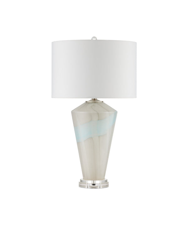 Currey & Company Floating Cloud Mouth-Blown Glass Table Lamp with Optic Crystal Base Polished Nickel 6000-0934