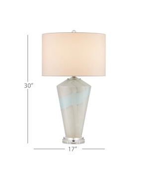 Currey & Company Floating Cloud Mouth-Blown Glass Table Lamp with Optic Crystal Base Polished Nickel 6000-0934