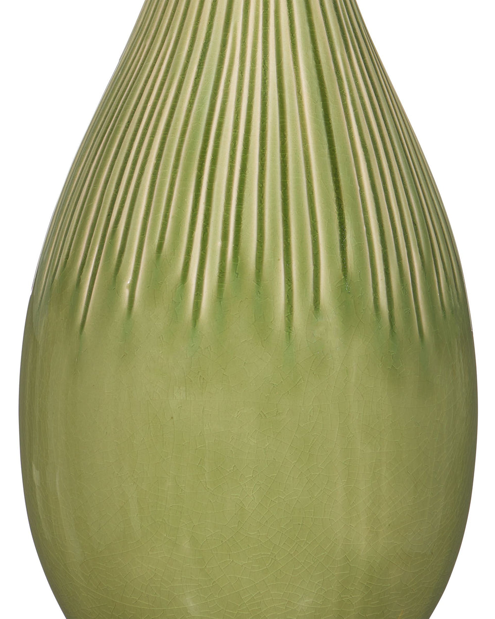 Currey & Company Anjou Ceramic Table Lamp Pear Form Green Glaze Linen Shade Satin Brass Accent 6000-0943