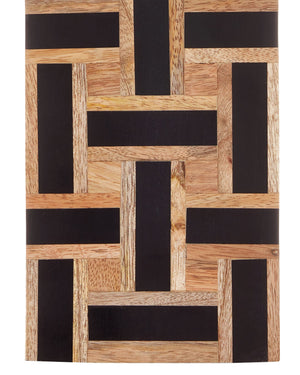 Currey & Company Aarna Basketweave Wood Table Lamp with Drum Shade for Farmhouse Living Rooms Natural / Black 6000-0954