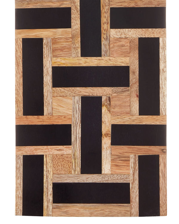 Currey & Company Aarna Basketweave Wood Table Lamp with Drum Shade for Farmhouse Living Rooms Natural / Black 6000-0954