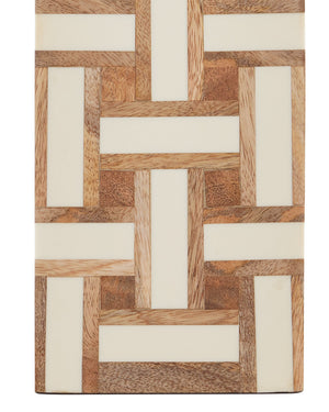 Currey & Company Aarna Basketweave Wood Table Lamp with Drum Shade for Farmhouse Living Rooms Natural / Ivory 6000-0955