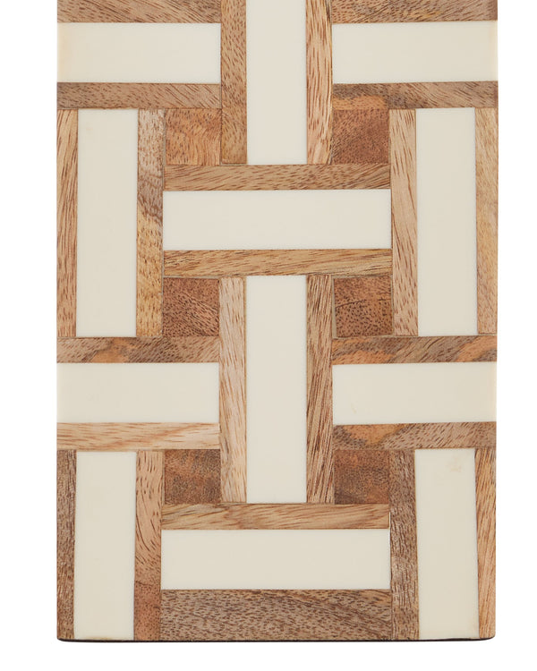 Currey & Company Aarna Basketweave Wood Table Lamp with Drum Shade for Farmhouse Living Rooms Natural / Ivory 6000-0955
