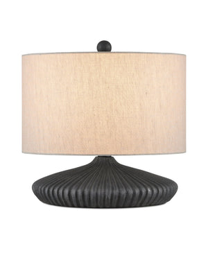 Currey & Company Mythmaker Terracotta Table Lamp Satin Black Granite Finish Modern Sculptural Accent 6000-0958