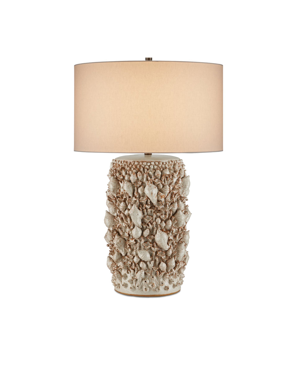 Currey & Company Corfu Artisan Ceramic Table Lamp with Coastal Shell Relief and Ivory Glaze Finish 6000-0994
