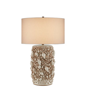 Currey & Company Corfu Artisan Ceramic Table Lamp with Coastal Shell Relief and Ivory Glaze Finish 6000-0994