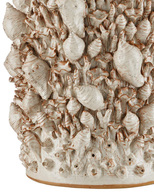 Currey & Company Corfu Artisan Ceramic Table Lamp with Coastal Shell Relief and Ivory Glaze Finish 6000-0994