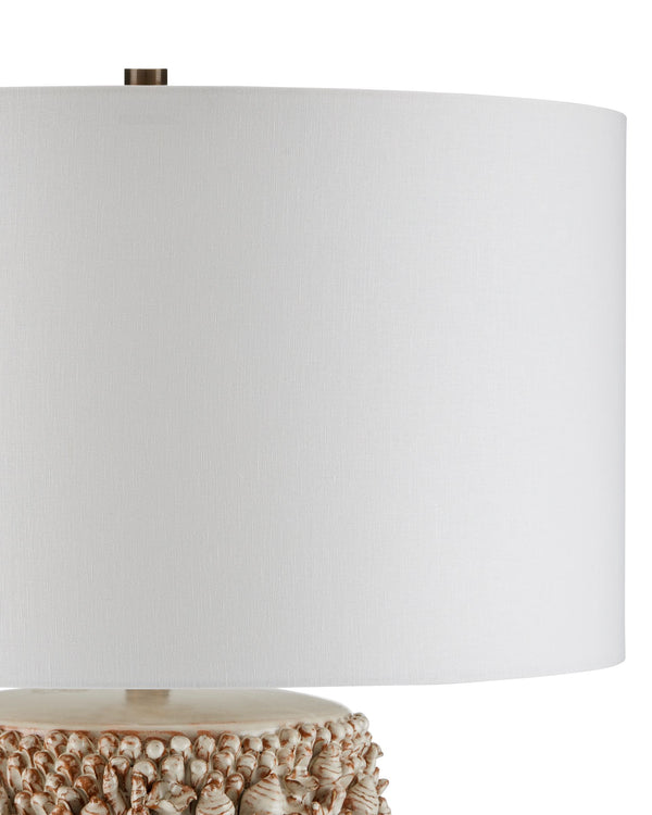Currey & Company Corfu Artisan Ceramic Table Lamp with Coastal Shell Relief and Ivory Glaze Finish 6000-0994