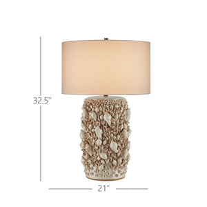 Currey & Company Corfu Artisan Ceramic Table Lamp with Coastal Shell Relief and Ivory Glaze Finish 6000-0994