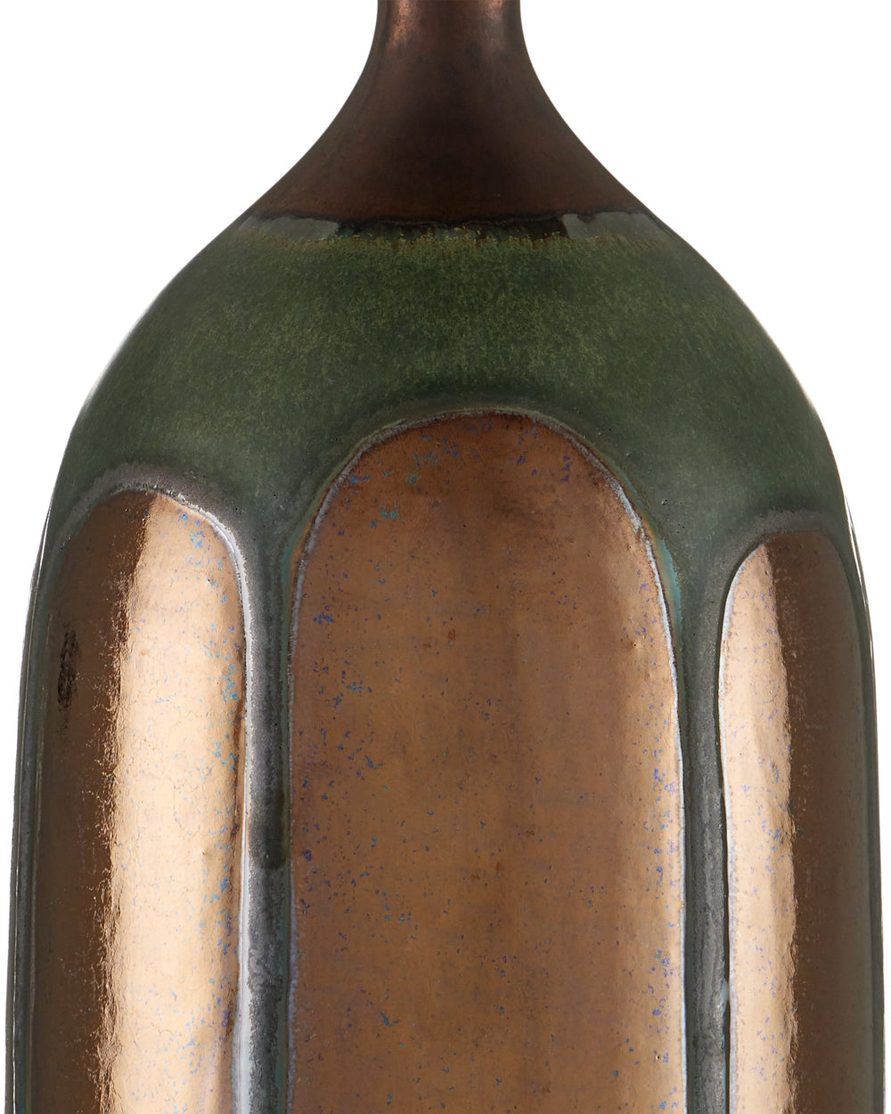 Currey & Company Cuprum Hand-Thrown Ceramic Table Lamp with Reactive Copper Green Glaze Mid-Century Modern 6000-1000
