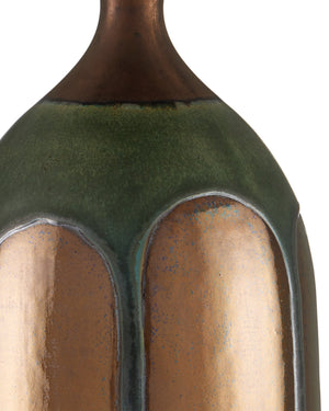 Currey & Company Cuprum Hand-Thrown Ceramic Table Lamp with Reactive Copper Green Glaze Mid-Century Modern 6000-1000