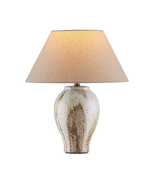 Currey & Company Latte Beige Hand Glazed Ceramic Table Lamp with Empire Shade for Modern Interiors 6000-1004