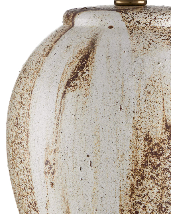 Currey & Company Latte Beige Hand Glazed Ceramic Table Lamp with Empire Shade for Modern Interiors 6000-1004