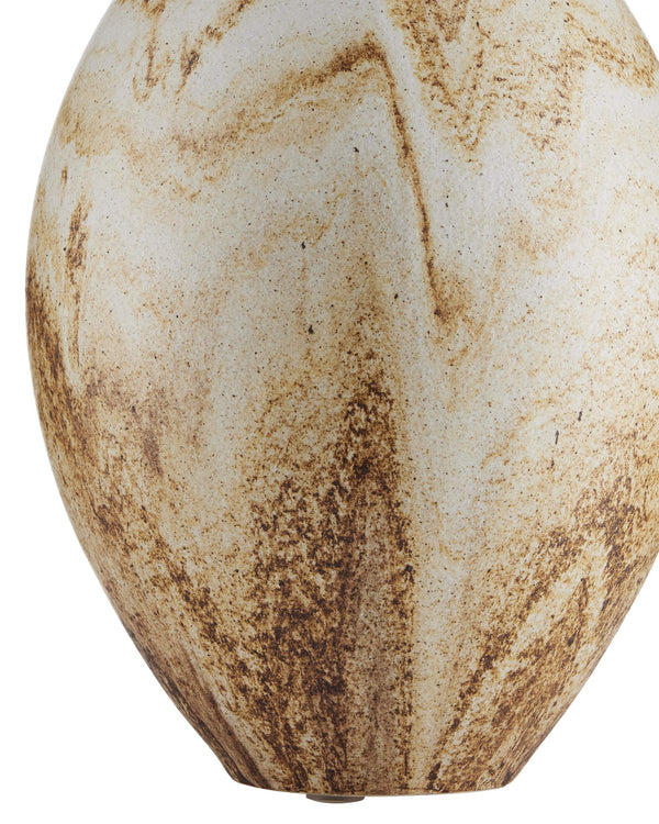 Currey & Company Latte Beige Hand Glazed Ceramic Table Lamp with Empire Shade for Modern Interiors 6000-1004